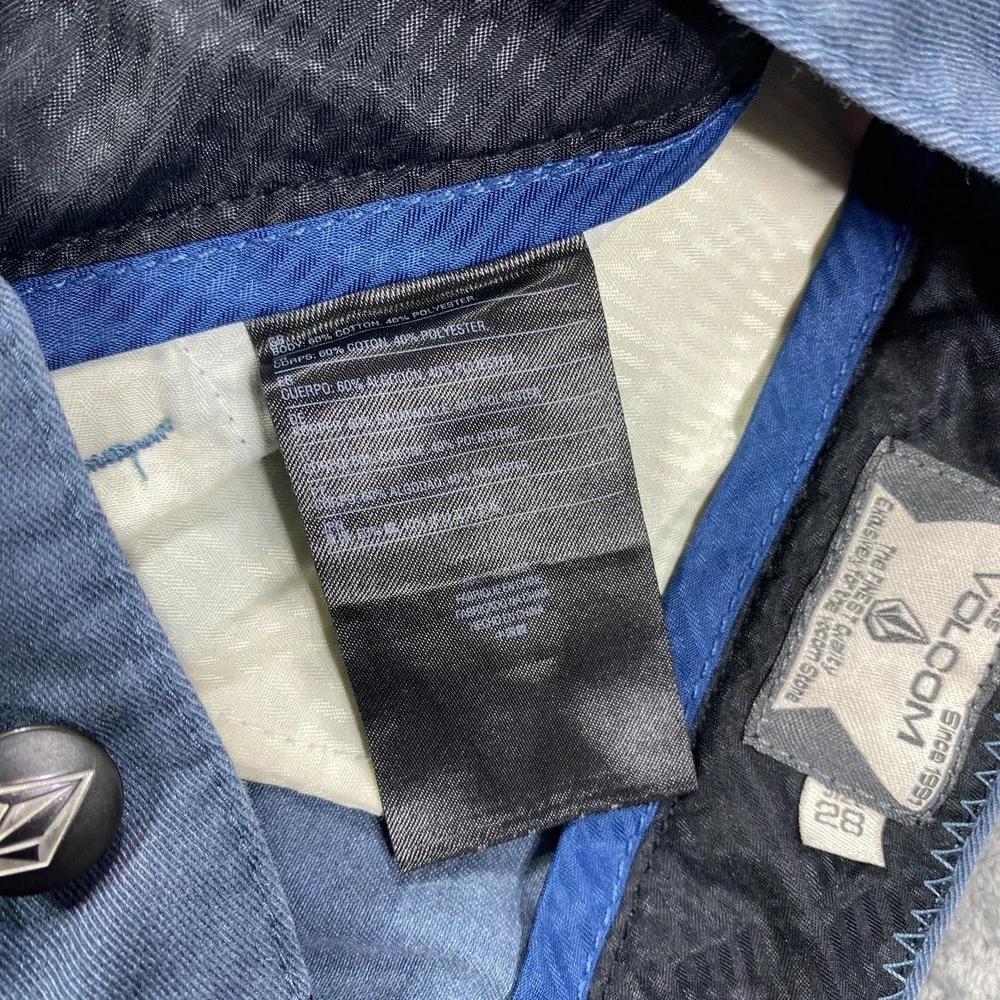 Volcom Hybrid‎ Shorts Blue Mens 28 Chino Streetwear Skater Surf Grunge Baggy